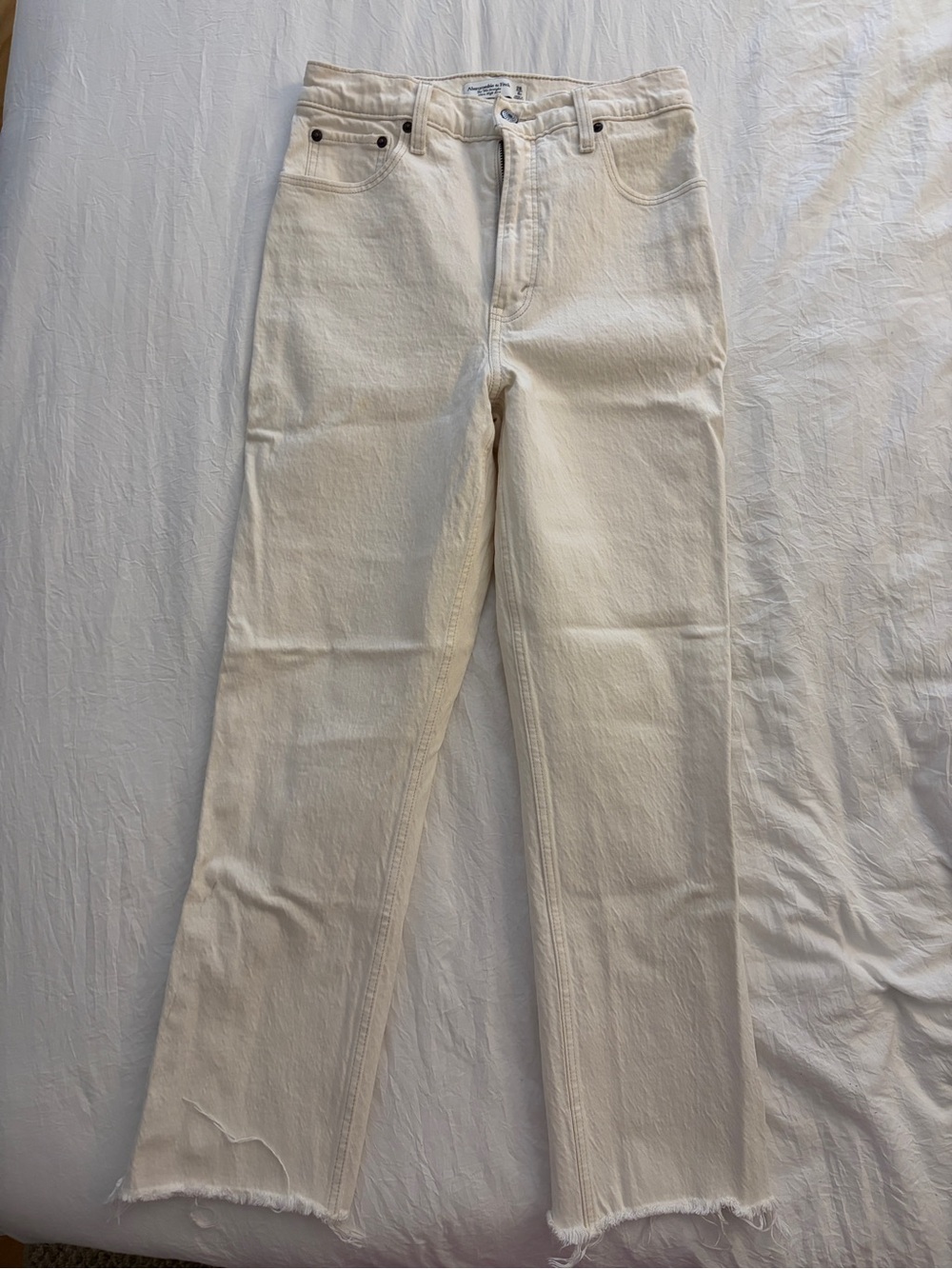 Abercrombie & Fitch Cream Straight-Leg Jeans